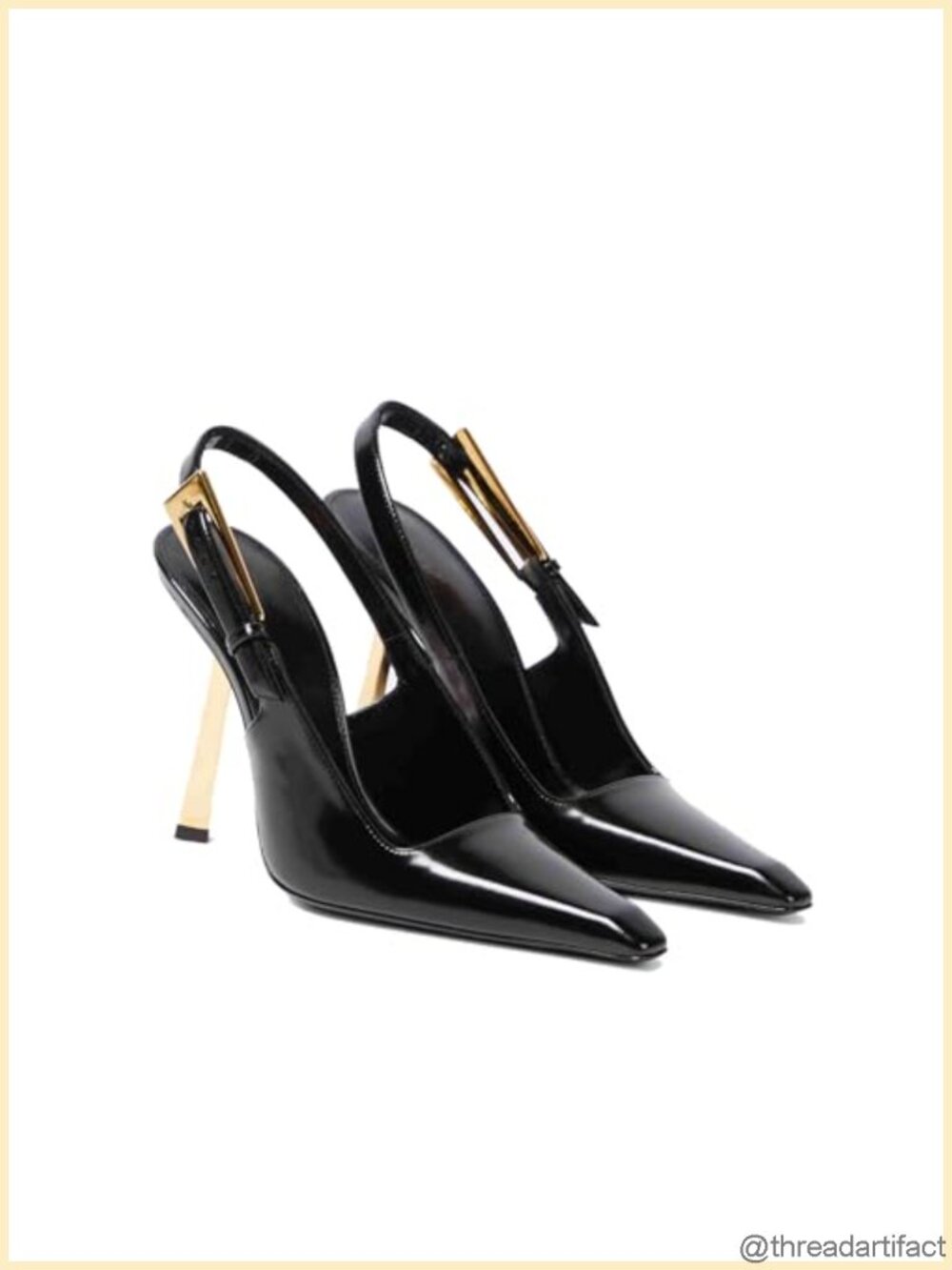 Slingback Stiletto High Heels Square Toe Patent Leather Buckle Dress Pumps